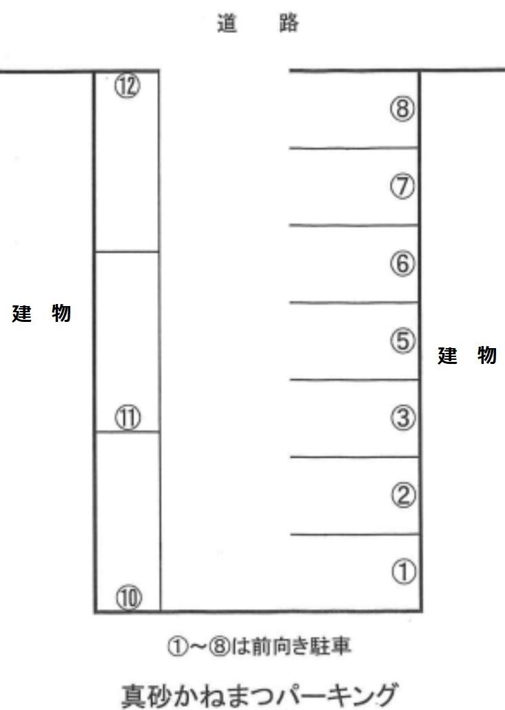 真砂かねまつパーキングの駐車配置図