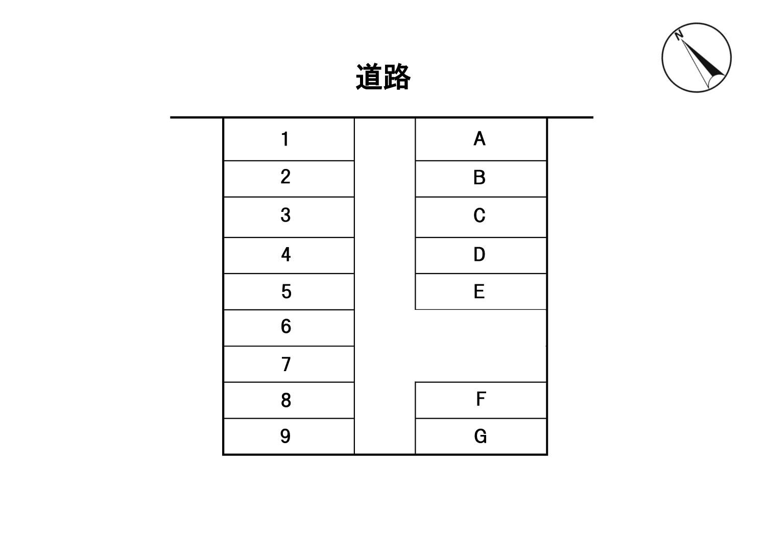 長江新町1丁目月極駐車場の駐車配置図