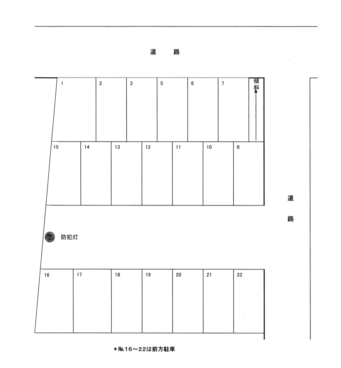 妙蓮寺長谷川駐車場の駐車配置図