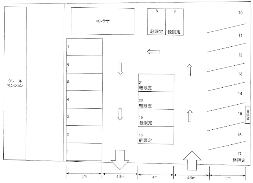 クレールパーキングの駐車配置図
