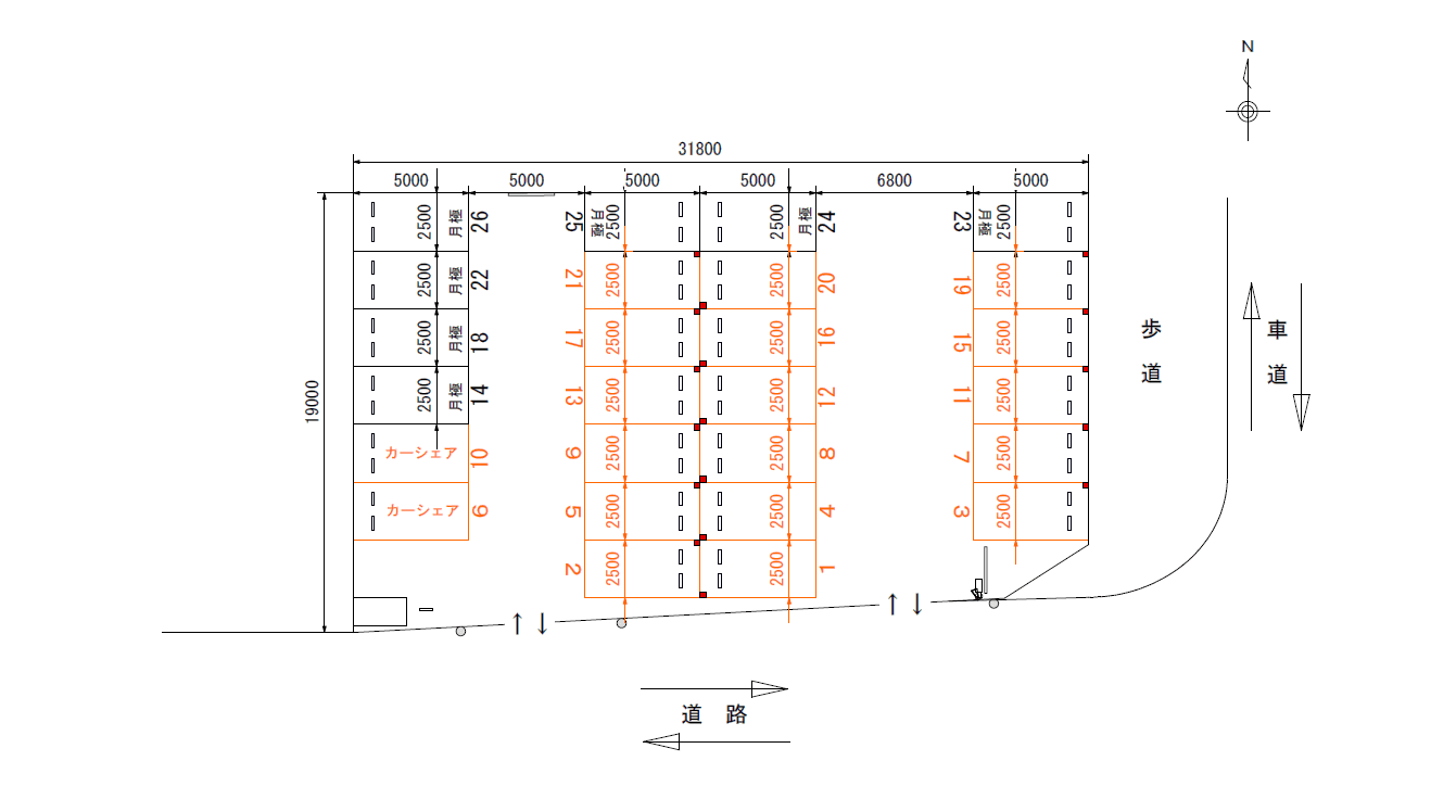 ラクピー大手町第2の駐車配置図