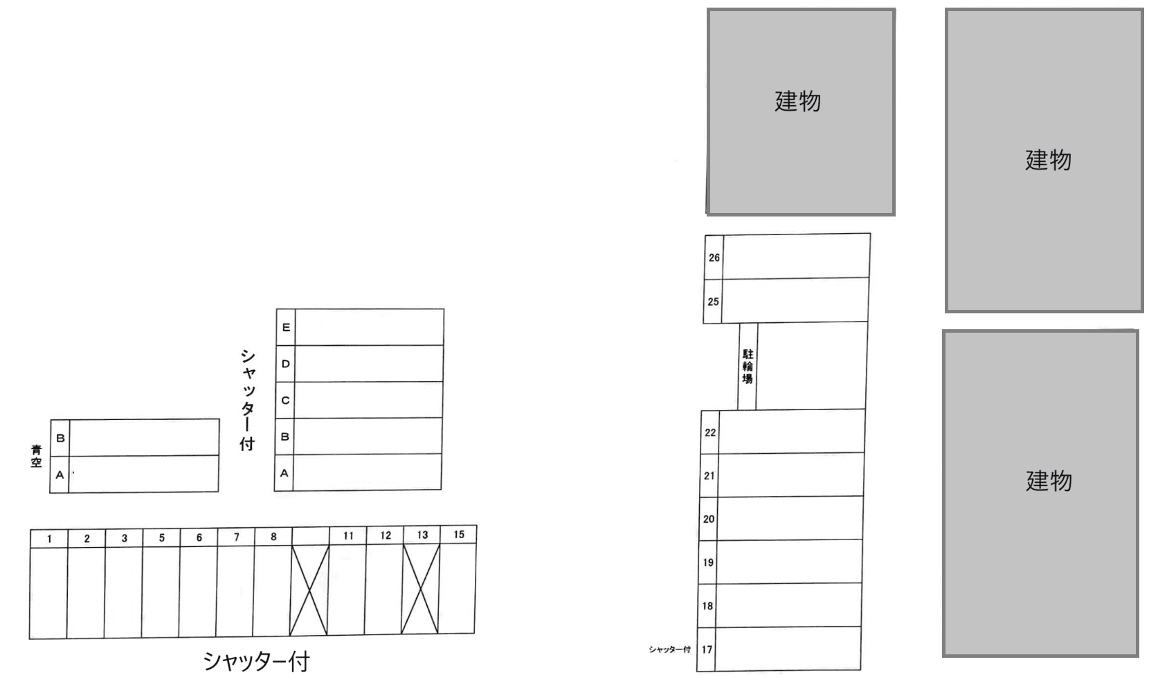 山咲ガレージの駐車配置図
