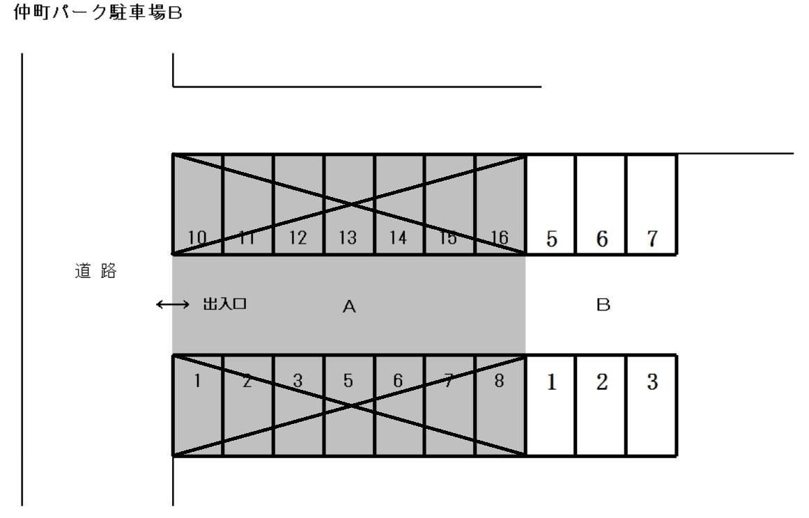 仲町パーク駐車場Bの駐車配置図