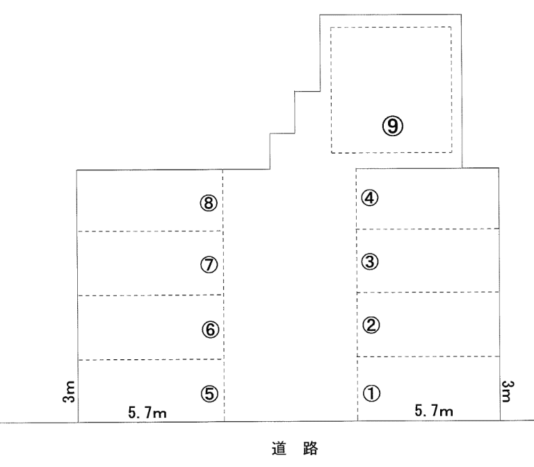 本町本田第5駐車場の駐車配置図