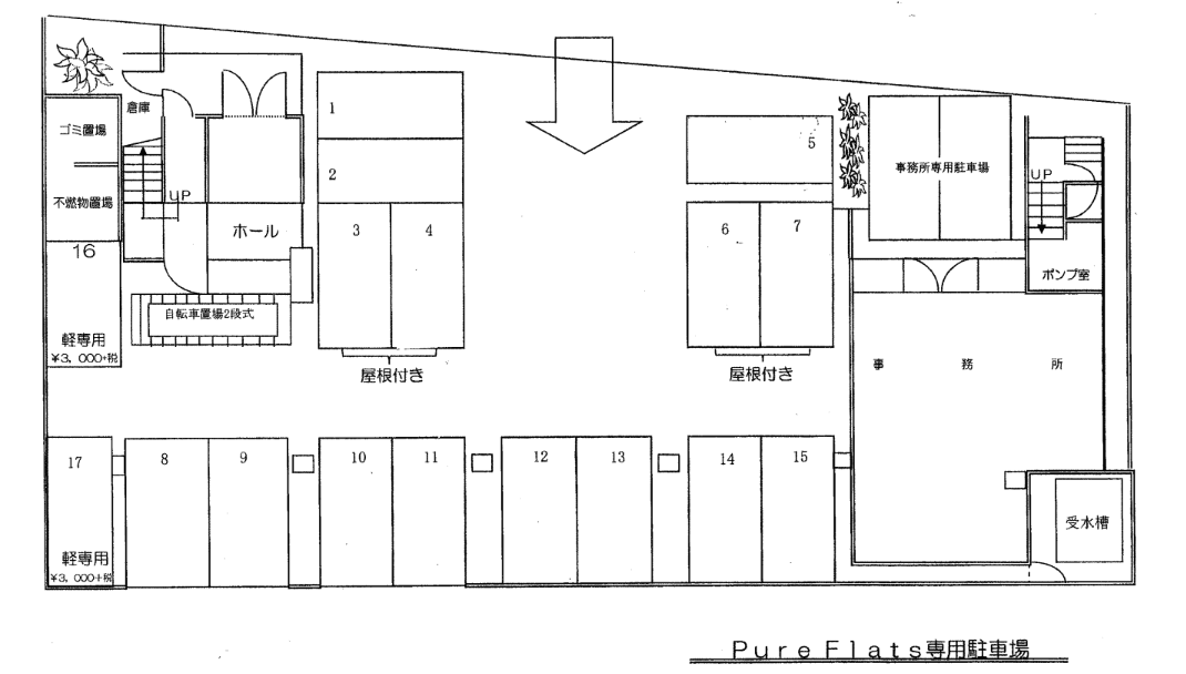 Pure Flats駐車場の駐車配置図
