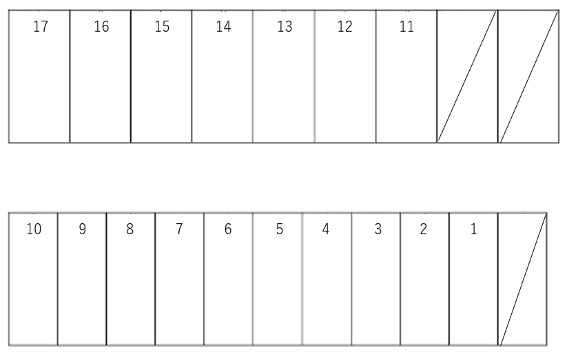 鶴田・杉山駐車場の駐車配置図