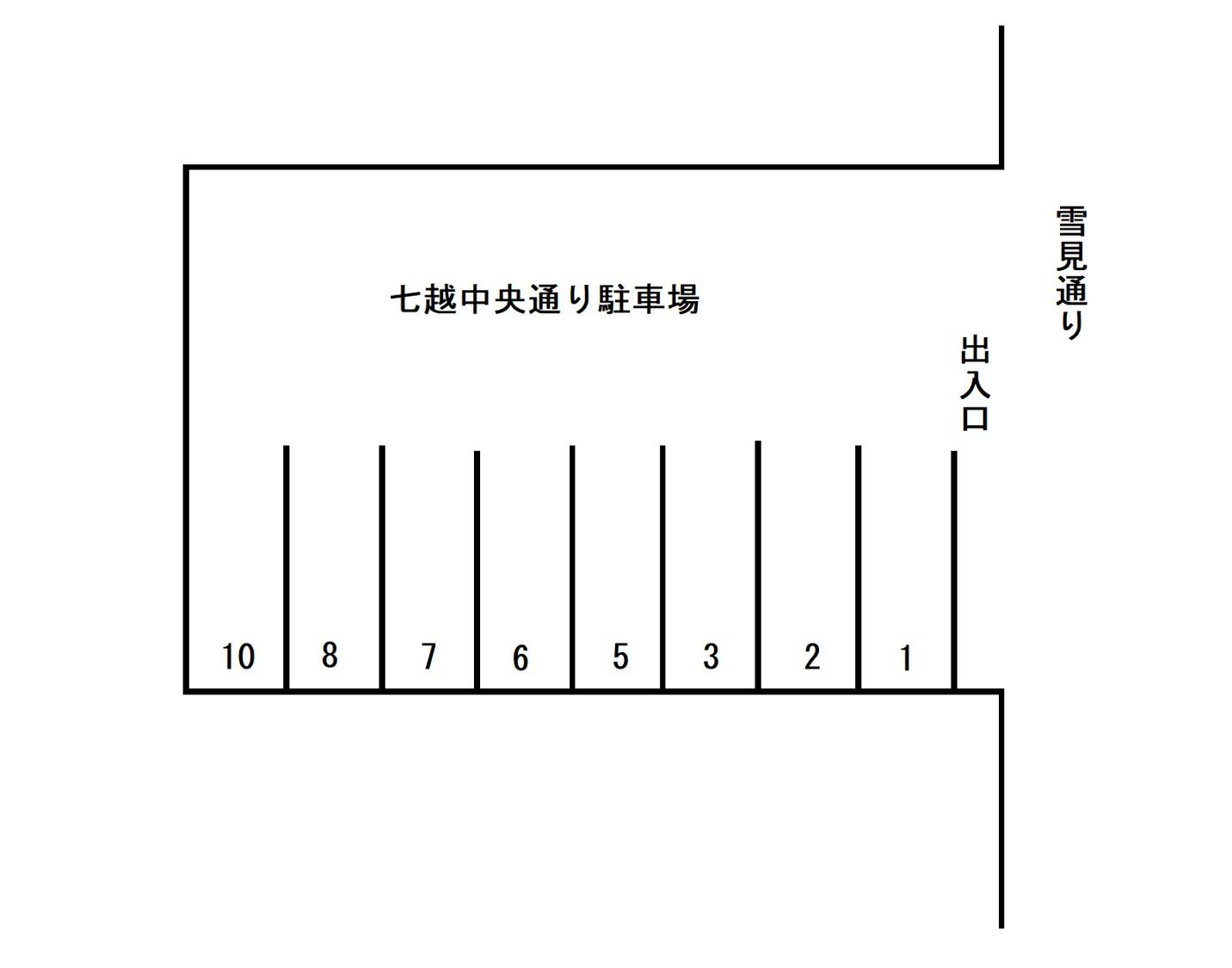 七越中央通り月極駐車場の駐車配置図