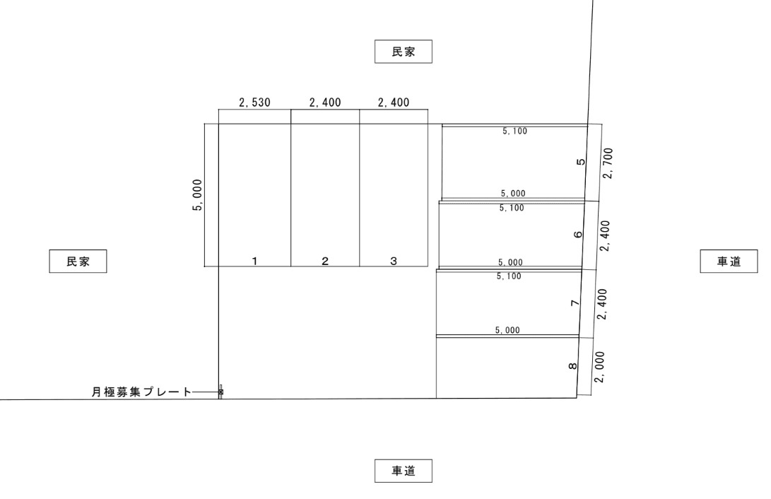 パーキングスペース二葉町第1月極駐車場の駐車配置図
