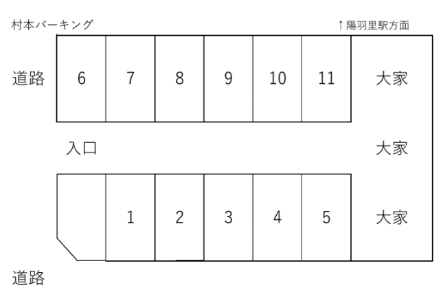 村本パーキングの駐車配置図