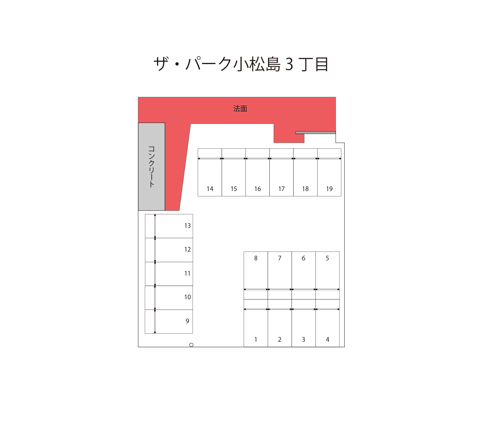 ザ・パーク小松島3丁目の駐車配置図