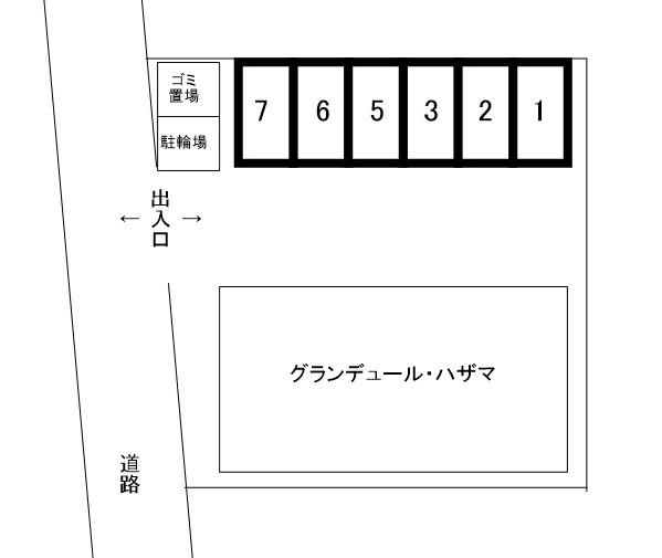グランデュール・ハザマ駐車場の駐車配置図