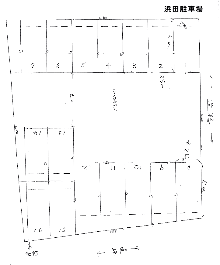 浜田駐車場(長田町)の駐車配置図