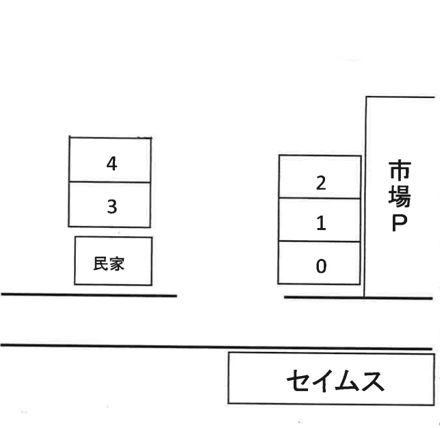 石田市場駐車場の駐車配置図