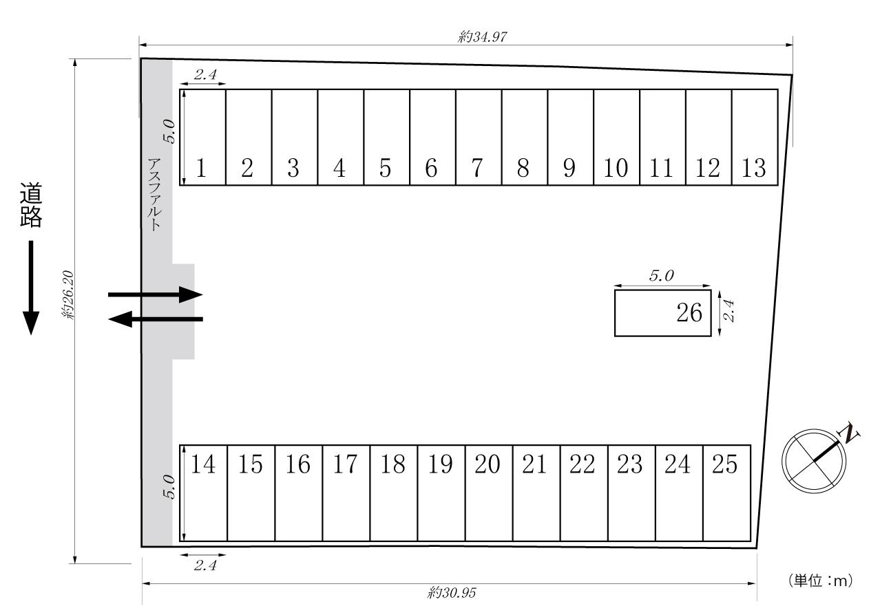 ホットハウス米ケ袋月極駐車場の駐車配置図