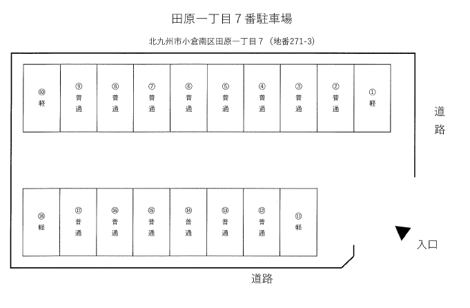 田原一丁目7番駐車場の駐車配置図