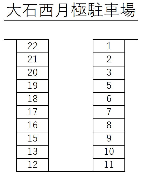 大石西月極駐車場の駐車配置図