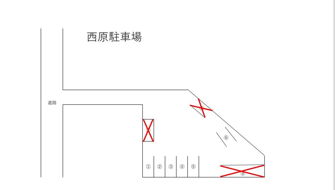西原駐車場の駐車配置図
