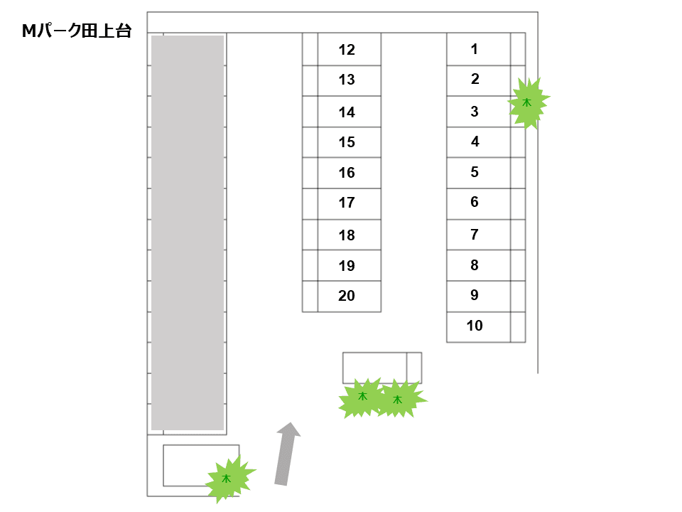 Mパーク田上台の駐車配置図