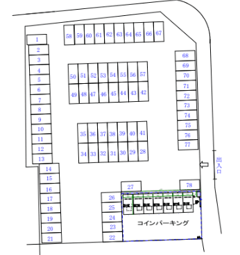 六町1丁目月極駐車場の駐車配置図