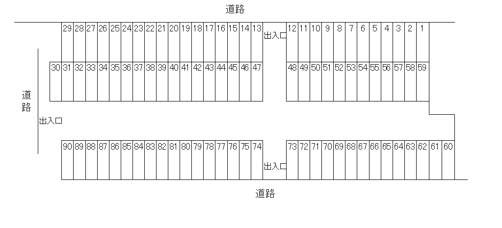 黒川第2駐車場の駐車配置図