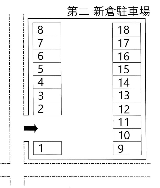 新倉第二 駐車場の駐車配置図