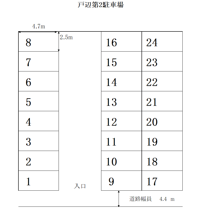 戸辺第二駐車場の駐車配置図