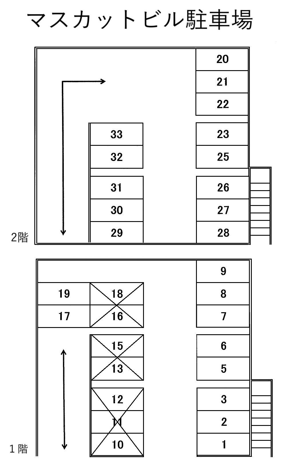 マスカットビル駐車場の駐車配置図