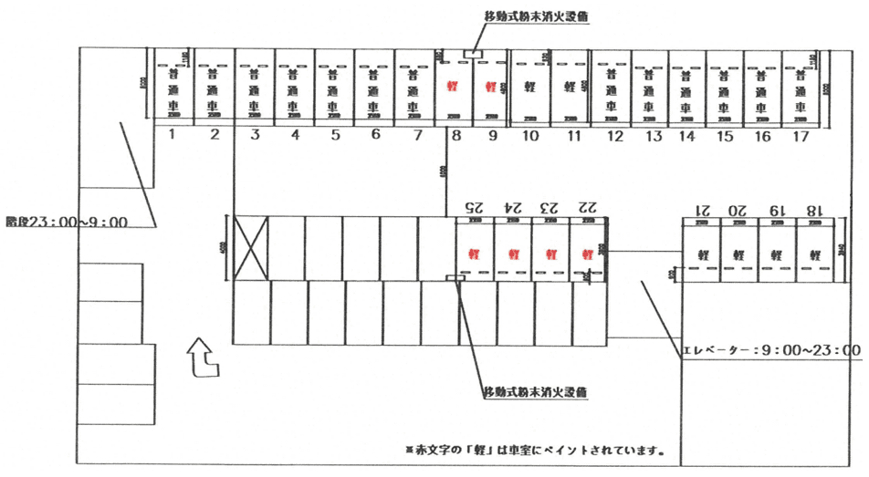 アップルパークガーデン大宮北月極駐車場の駐車配置図