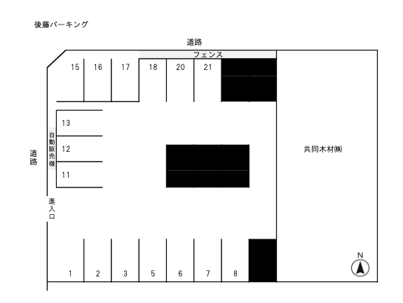 後藤パーキングの駐車配置図