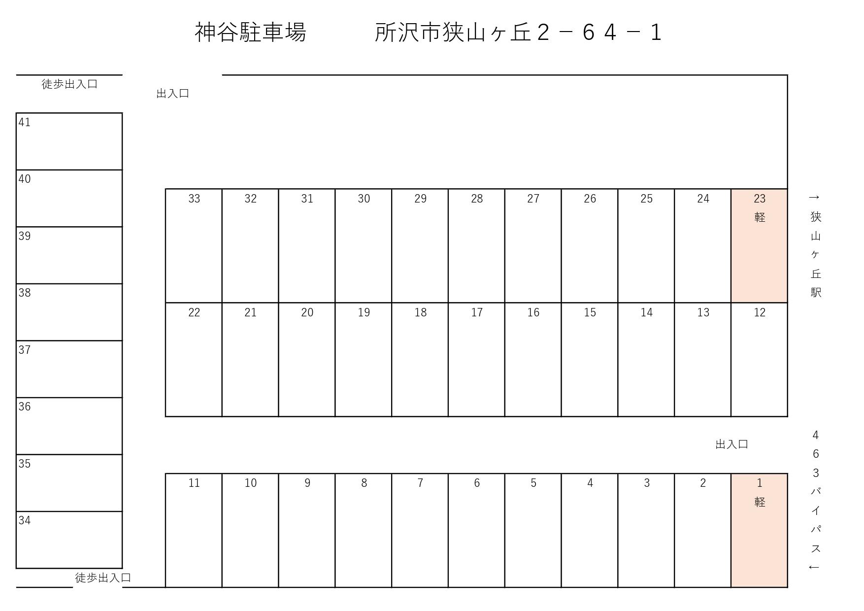 神谷駐車場の駐車配置図
