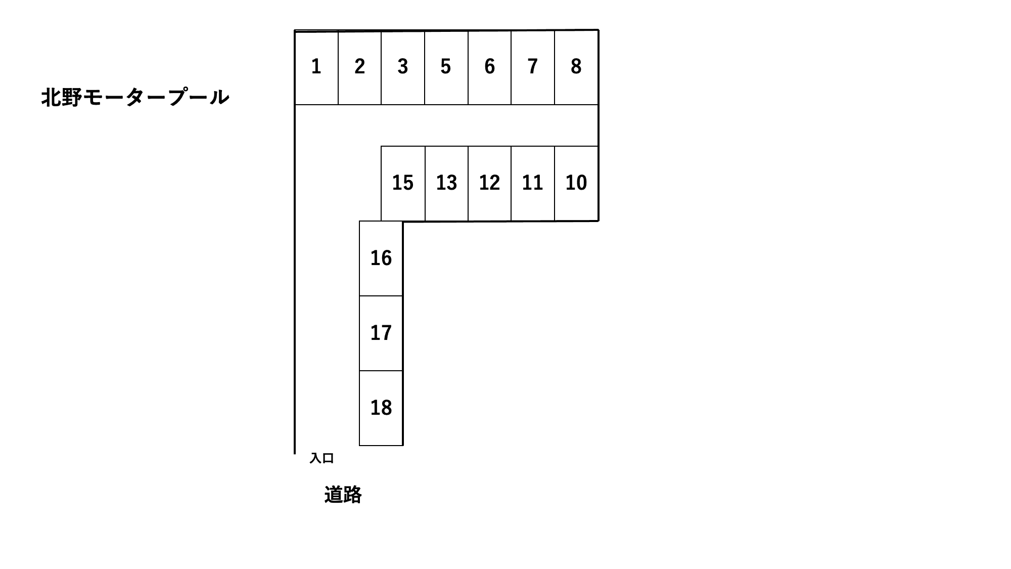 北野モータープールの駐車配置図