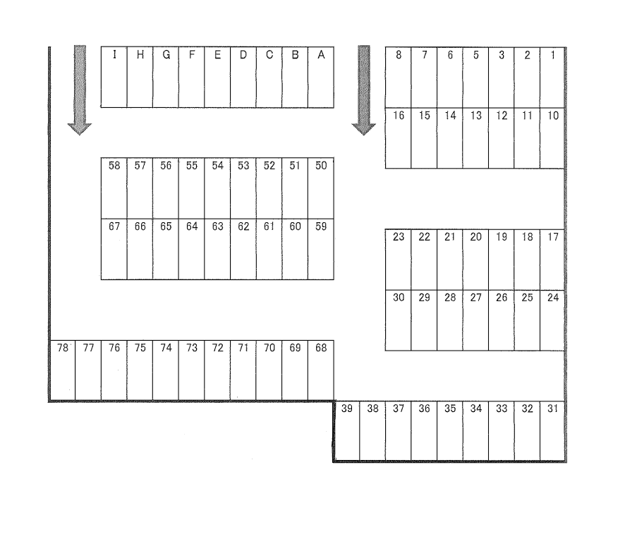 Ericaパーキングの駐車配置図