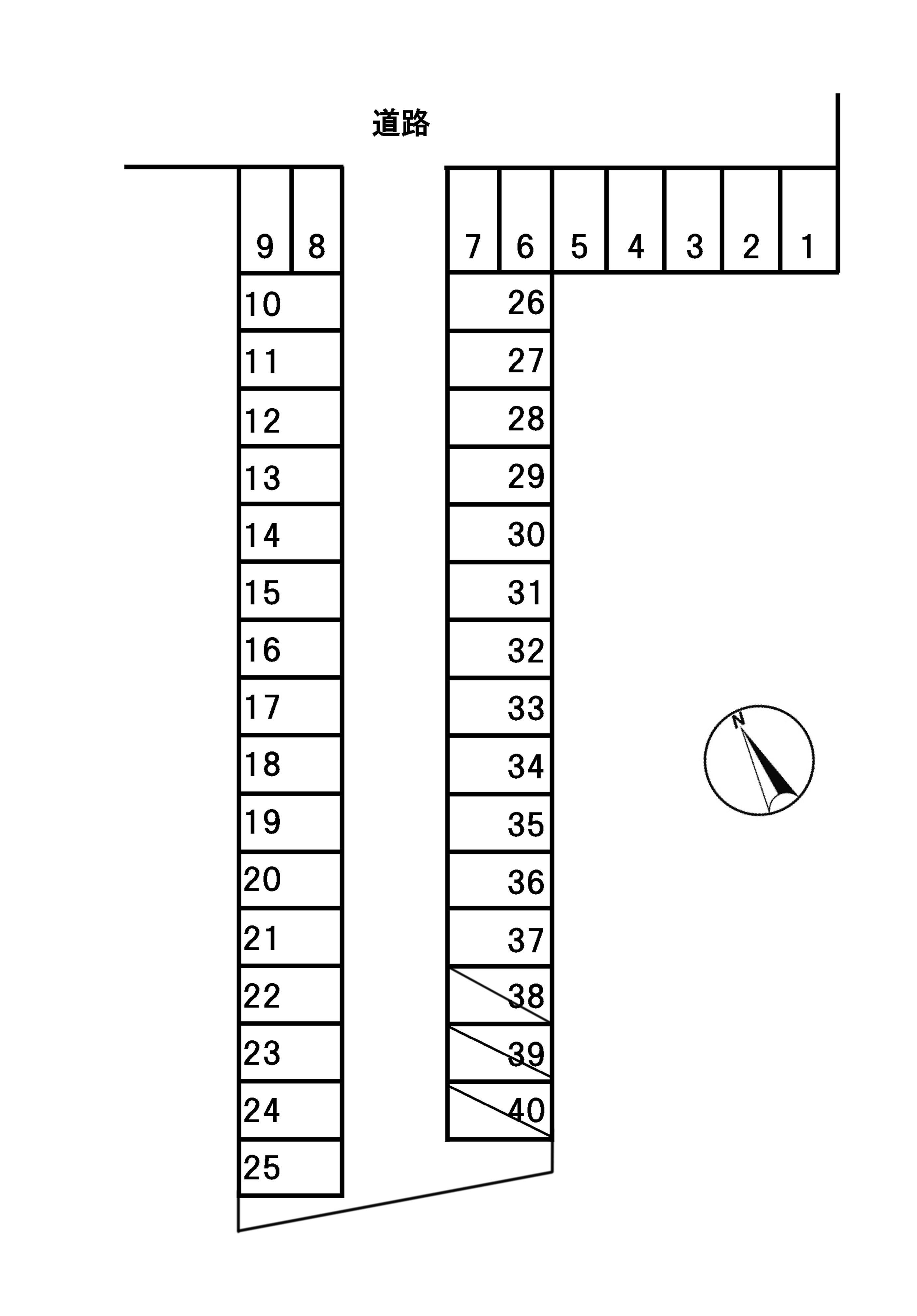牛島本町1丁目月極駐車場の駐車配置図