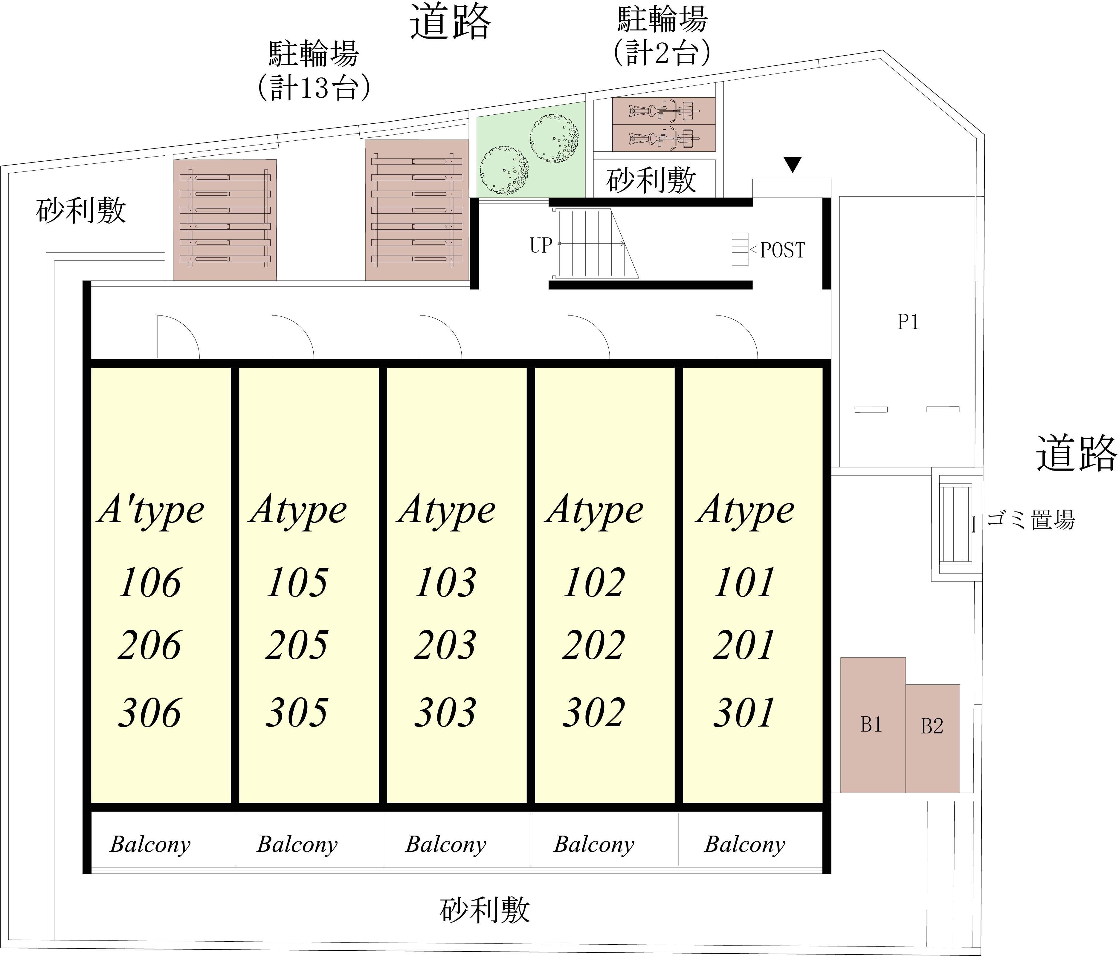 リブリ・三ツ境南駐車場の駐車配置図