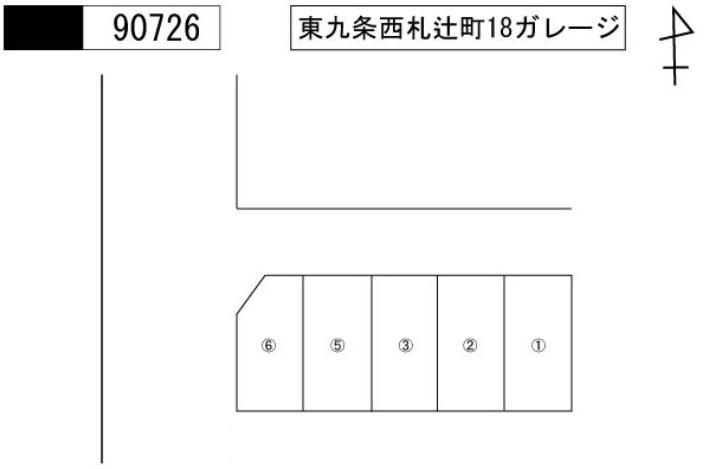 東九条西札辻町18ガレージの駐車配置図