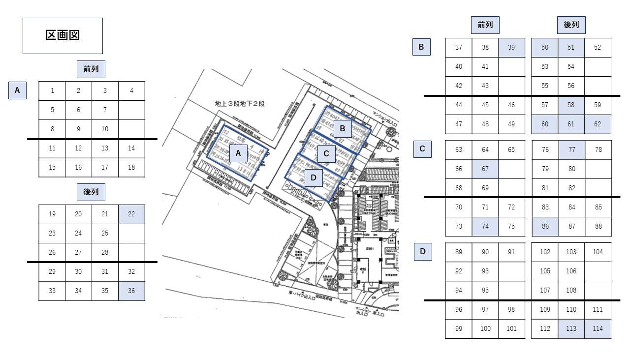 川口4丁目駐車場の駐車配置図