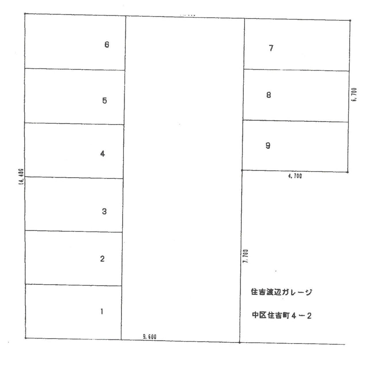 住吉渡辺ガレージの駐車配置図
