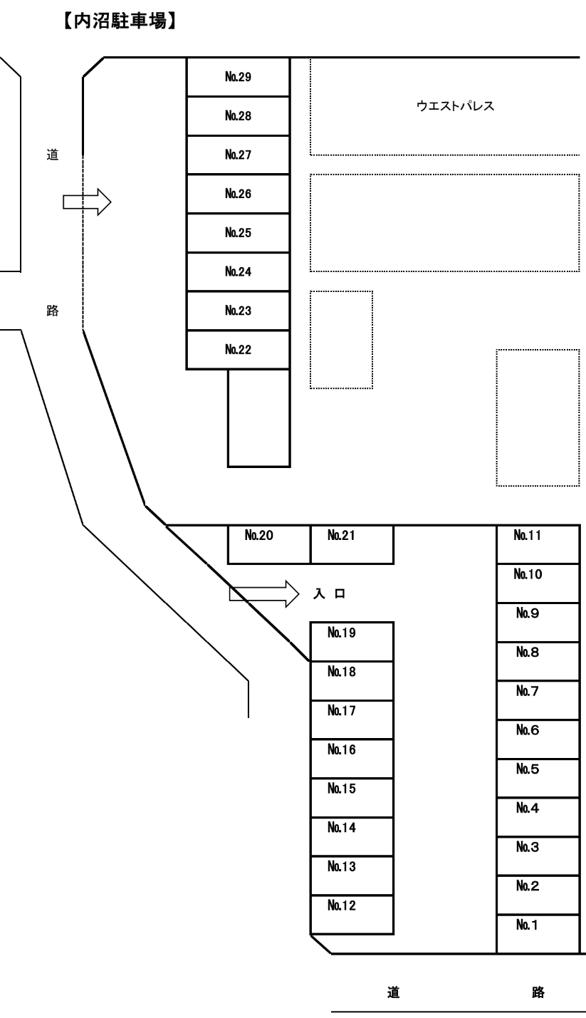 内沼駐車場の駐車配置図