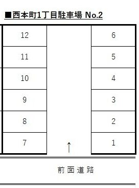 西本町1丁目駐車場 No.2の駐車配置図