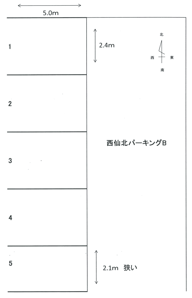 西仙北パーキングBの駐車配置図