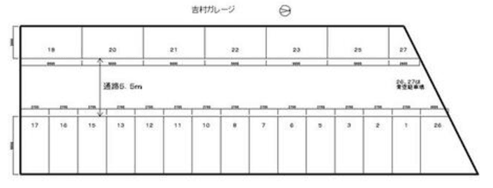 吉村ガレージの駐車配置図