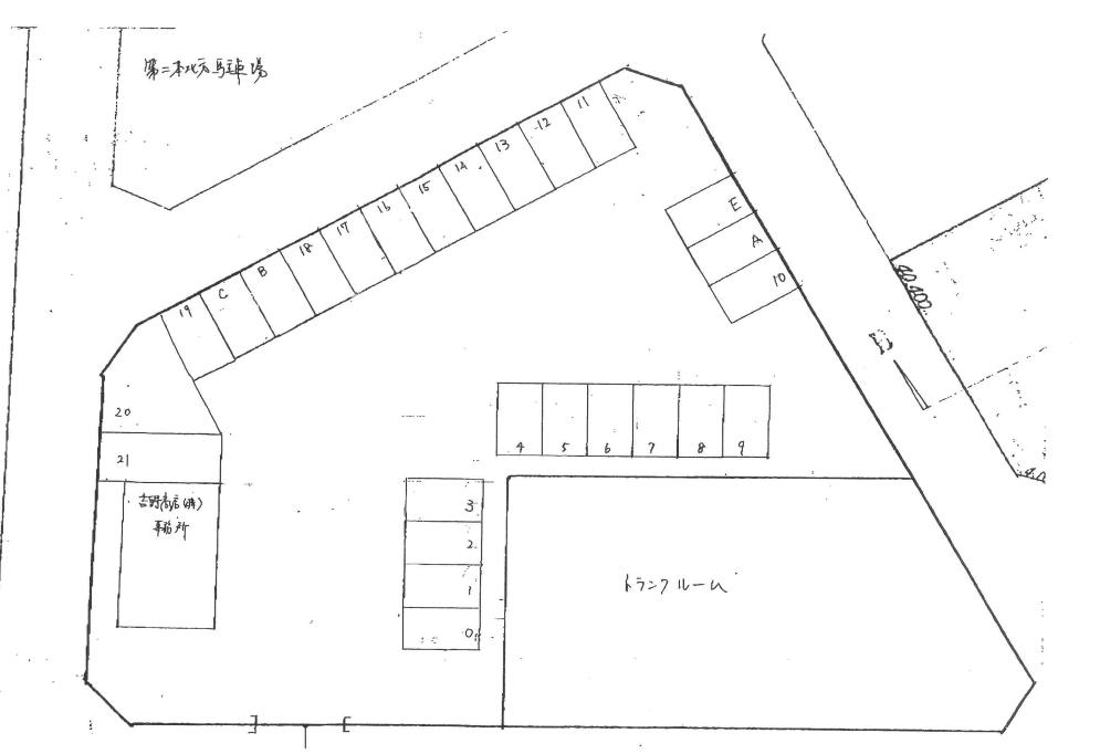 第二本北方駐車場の駐車配置図