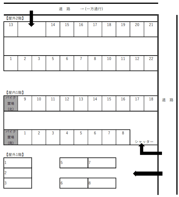 光が丘2丁目ガレージ&パーキングの駐車配置図