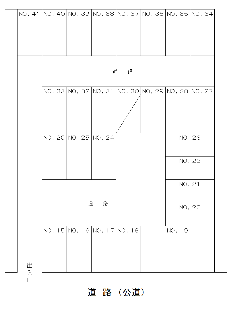 内原駅前清水駐車場の駐車配置図