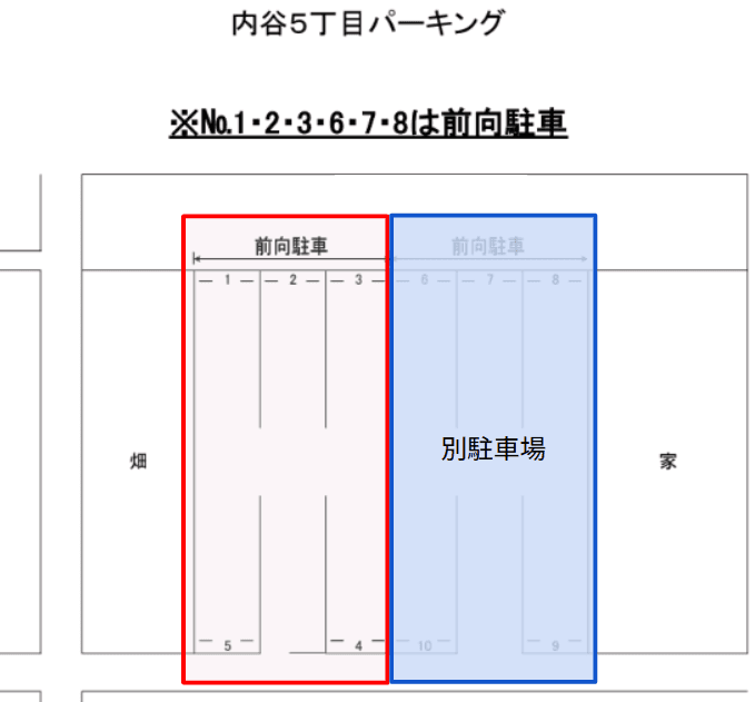 内谷5丁目パーキング(O)の駐車配置図