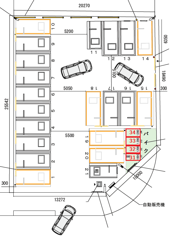 【バイク】金沢区鳥浜町第1の駐車配置図