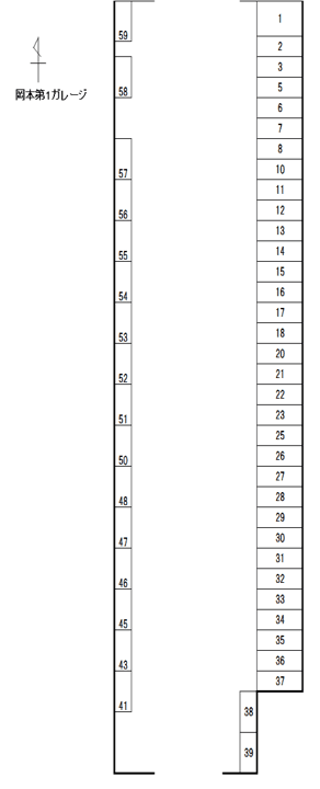 岡本第1ガレージの駐車配置図