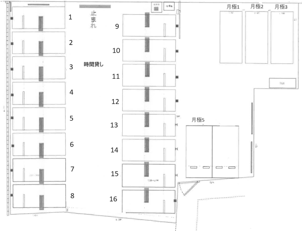 コムパーク横山町第11月極駐車場の駐車配置図