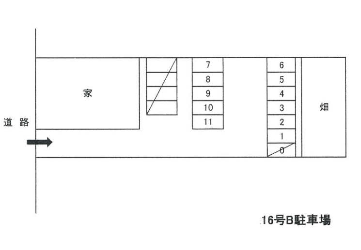 16号B駐車場の駐車配置図