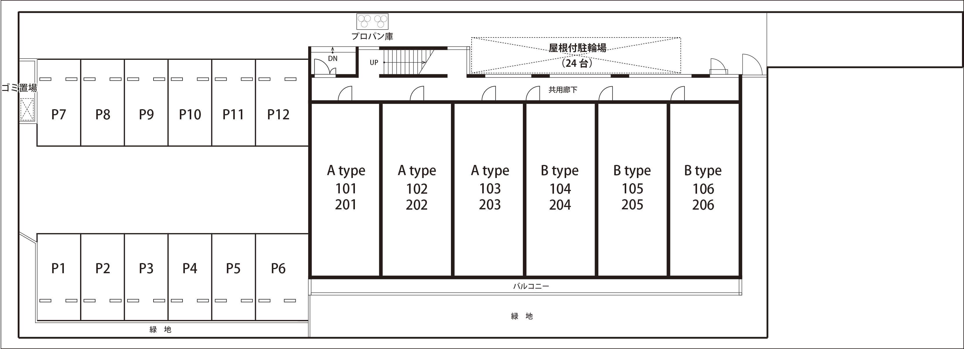 リブリ・ジュジュール駐車場の駐車配置図